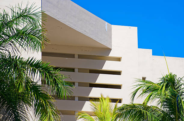 istock Modern tropical architectural scenes with sharp shadows and vibrant blue skies. 2225465049