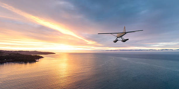 istock Dramatic Sunset Flight Over Scenic Ocean Landscape in BC, Canada 2225468588