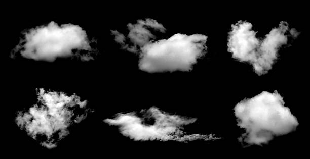 istock Set of white clouds or fog for design isolated on black background. 2225470672