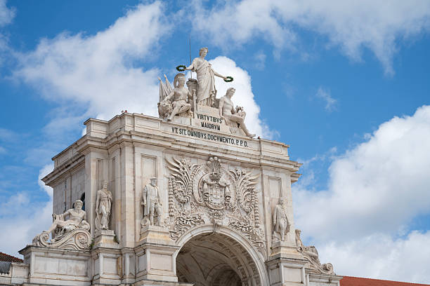 The Triumphal Arch of Praca do Comercio (the Rua Augusta Arch) in Lisbon, Portugal