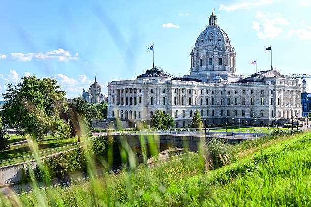 Tall Grass and Minnesota State Capitol Building in St. Paul, Minnesota