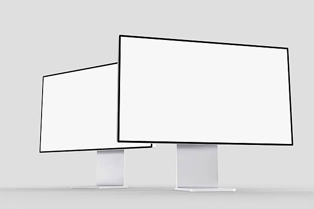 istock 3D desktop computer monitor with empty display, device screen mockup, blank screen isolated on background. Perfect for showcase websites, apps, browser interfaces, business layout, responsive design 2225491973