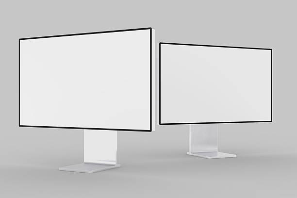 istock 3D desktop computer monitor with empty display, device screen mockup, blank screen isolated on background. Perfect for showcase websites, apps, browser interfaces, business layout, responsive design 2225491978