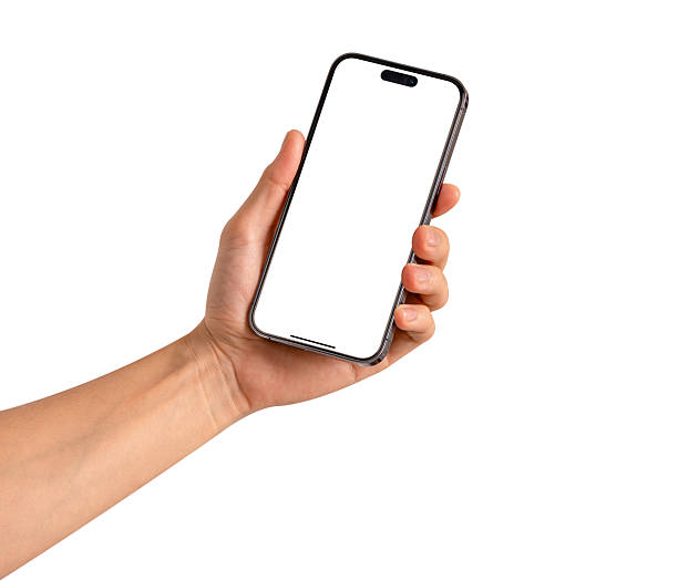 istock Hand showing smartphone with blank screen isolated on white background. High quality studio shot. Concept for technology, business, finance and advertising. 2225492114