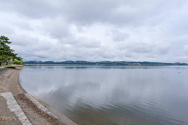 Lake Ogawara in Aomori Prefecture Lake Ogawara, the largest lake in Aomori Prefecture misawa japan stock pictures, royalty-free photos & images