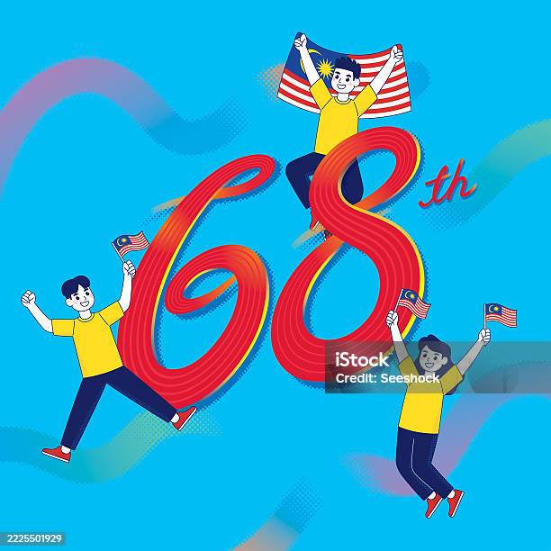 Merdeka 68 Colouring 68th Malaysia Merdeka Day Celebration Vector Illustration Stock ...
