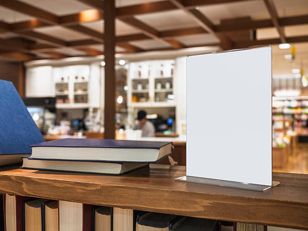 istock Mock up blank frame on bookshelf Cafe interior Blur background 2225503026