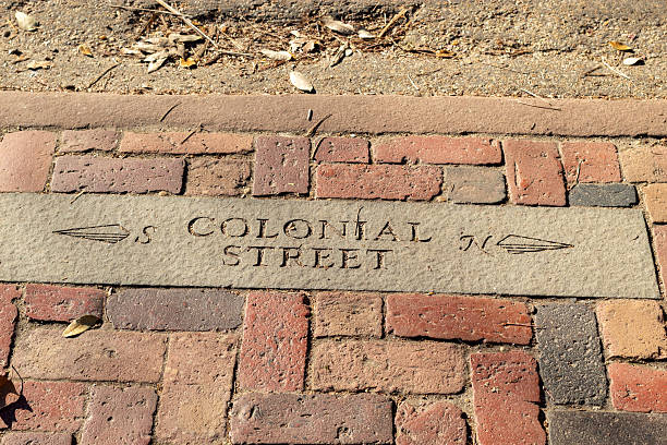 istock Colonial Street Engraving on Brick Pavement 2225513559
