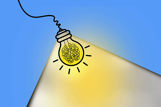 Creative concept of a brain-shaped electric light bulb hanging as an idea symbol, representing innovation, education, business strategy, and mental energy. Perfect for themes in creative thinking, startups, and invention.