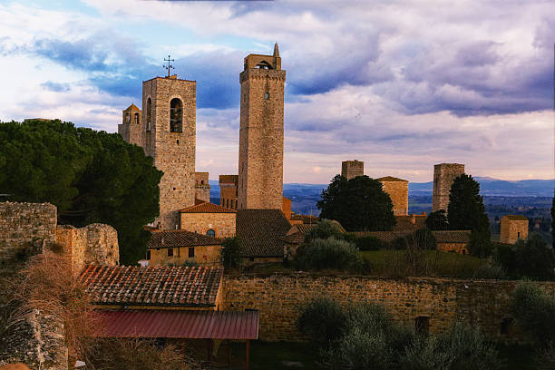 San Gimignano, Tuscany, Italy, pedestrian street and towers