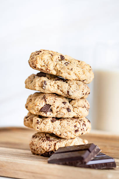 istock Stack of chocolate chip cookies on wooden table 2225521632