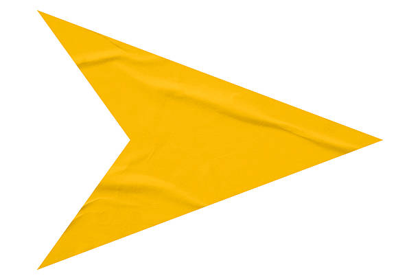 istock Yellow crumpled paper arrow isolated on white background 2225526090