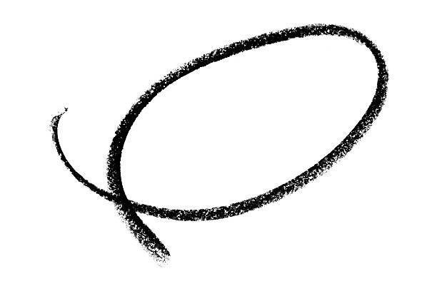 Black pencil highlight circle mark isolated on white background