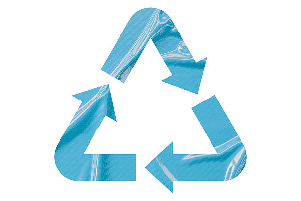 istock Light blue recycling symbol paper isolated on white background 2225526410