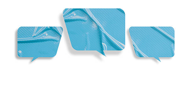 Light blue speech bubble crumpled paper isolated on white background