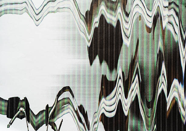 istock Monochrome waves created photocopy art technique with a green glitch effect from printer error 2225529707