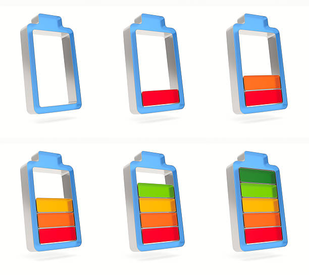 Set battery on white background. Isolated 3d illustration