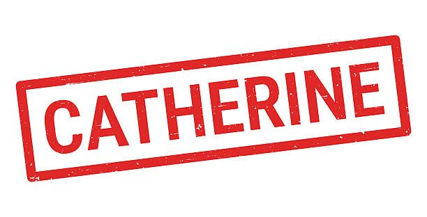 Catherine - Female first name. Grunge rubber stamp for your own design, isolated on a blank background. The stamp consists of text and a frame in red ink. Vector Illustration (EPS file, well layered and grouped). Easy to edit, manipulate, resize or colorize. Vector and Jpeg file of different sizes.