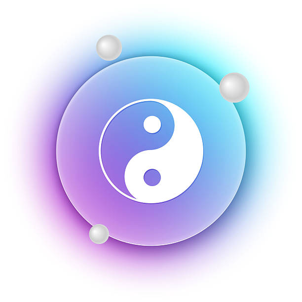istock White Yin Yang symbol of harmony and balance icon isolated on white background. Blue and purple gradient circle background. Vector 2225540107