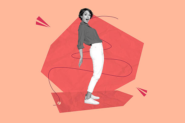 istock Poster creative collage of person hold hands air fly on geometry shape 2225542203