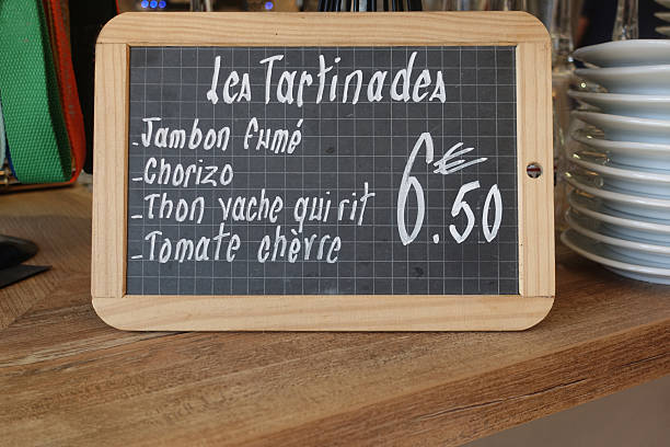 istock Varied sandwiches  Menu on slate French language Snack bar 2225549257
