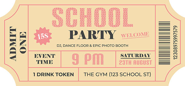 istock Retro School Party Ticket. Back to School celebration event coupon. Vintage Vector Design 2225552430
