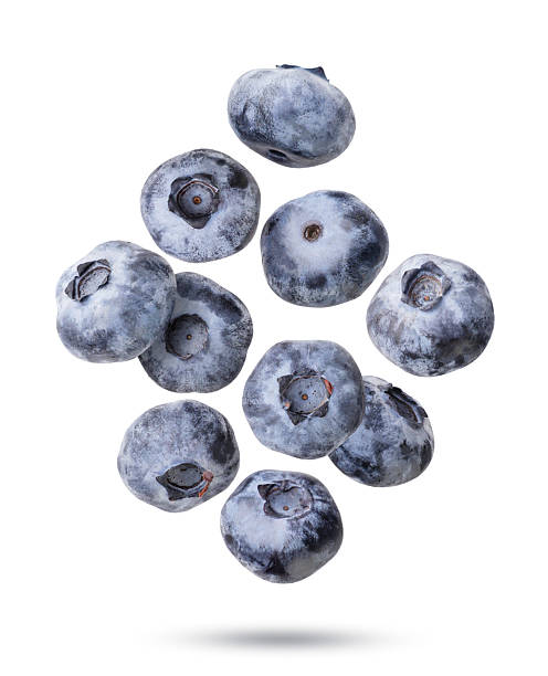 istock Fresh blueberries flying on a white background. Isolated 2225556319