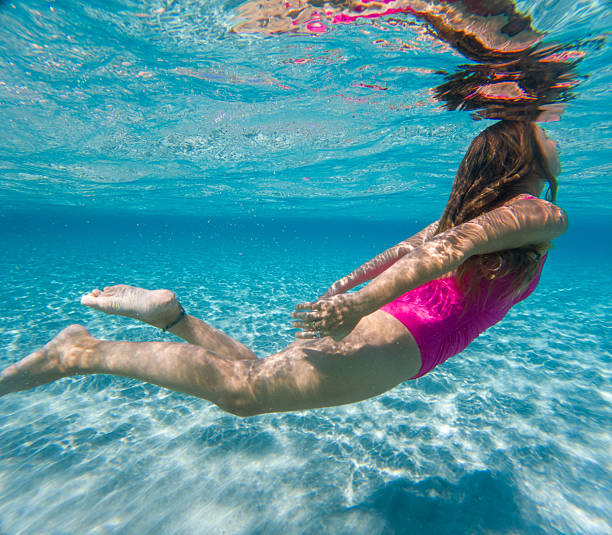 istock Woman  Swimming Underwater in Clear Ocean 2225558292