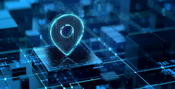 istock GPS icon on futuristic digital background. Glowing digital connections and data interfaces, showcasing technological innovation and data processing in a high-tech environment. 2225558512
