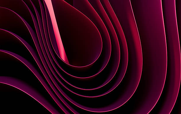 istock Modern Digital Art Background with Glossy Pink Purple Gradient Waves and Sophisticated Dimensional Curved Elements 2225563185