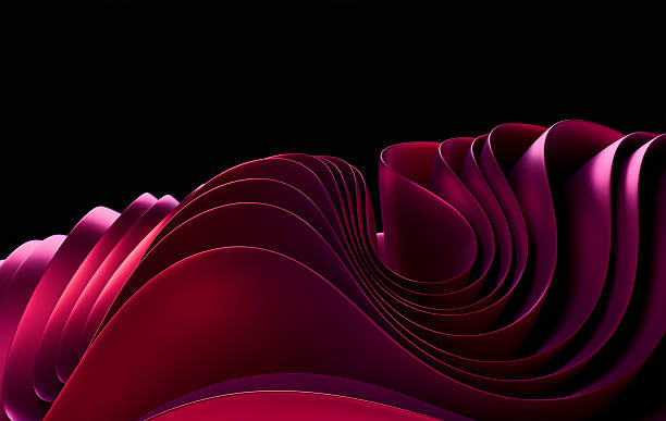 Luxurious Magenta and Fuchsia Layered Silk Fabric Texture with Organic Flowing Forms and Elegant Undulating Patterns