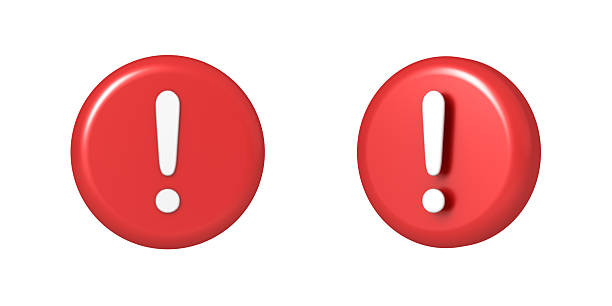 3d red round caution warning sign or exclamation mark sign icon set collection isolated on white background creative idea conceptual 3D rendering