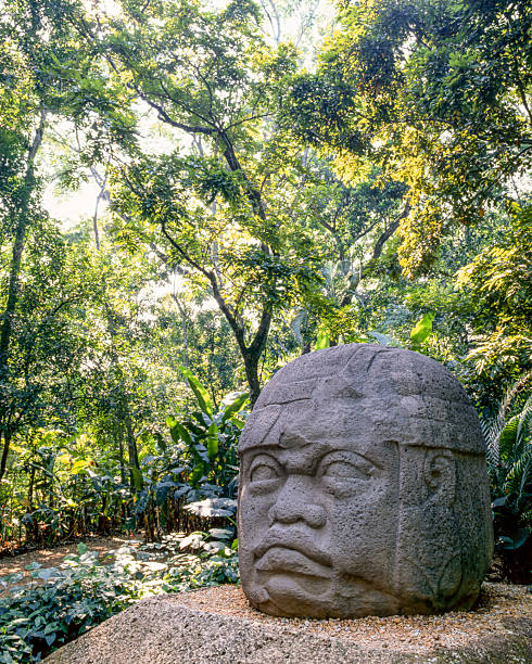 istock Colossal Warrior Head Sculpture at La Venta Archaeological Park 2225584396
