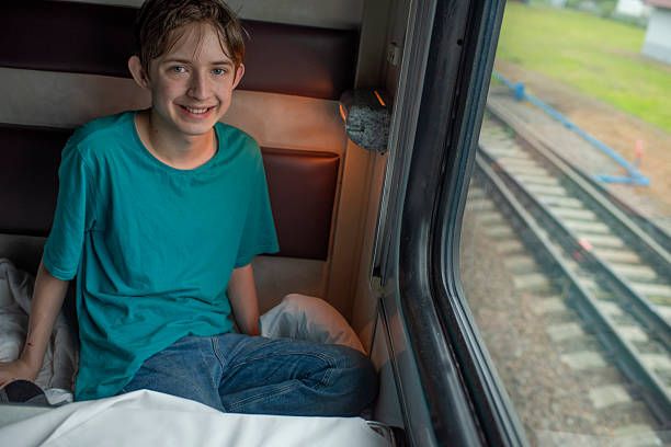istock A 12 year old boy sits by the window on a long-distance train in summer. 2225589875