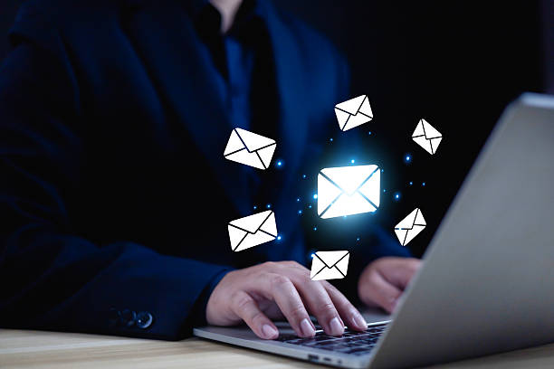 istock Sending email notification alert, Email marketing concept, Receiving laptop computer message alert, digital technology email on virtual screen, Inbox, internet technology, Inbox 2225595771