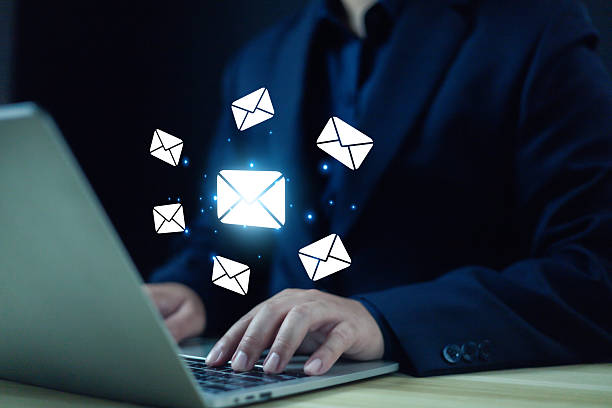 istock Sending email notification alert, Email marketing concept, Receiving laptop computer message alert, digital technology email on virtual screen, Inbox, internet technology, Inbox 2225595868