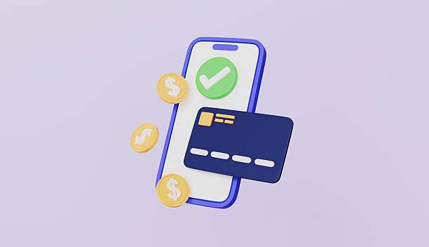 istock Mobile phone icon with credit card and check mark with coins, digital payment concept 2225599101