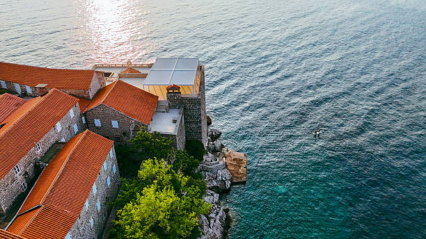 House by the sea coast with ocean view