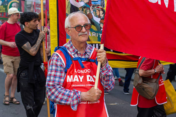 May Day Parade in London organised by trade unions to celebrate workers rights.