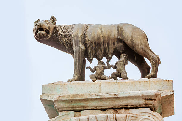 Italy, Pisa, July 26, 2023. Statue of the female wolf with Romulus and Remus, Opera della Primaziale