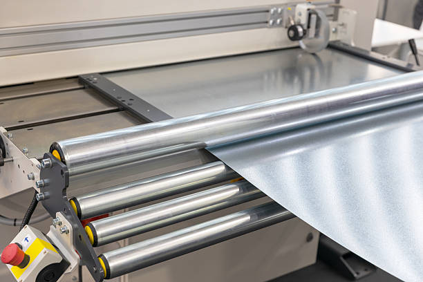 istock Industrial metal sheet processing machine with rolling system in modern manufacturing plant 2225615982