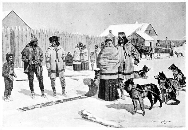 Antique magazine image: Exploration of the Canadian Barren Grounds, Nunavut and Northwest Territories, Lac La Biche, New Year's Eve
