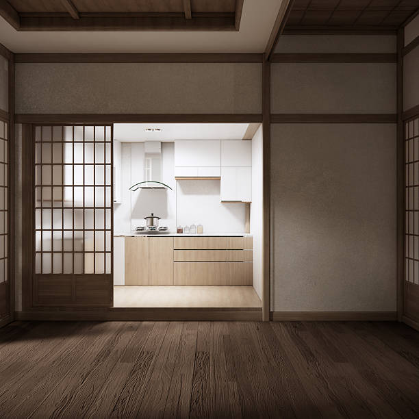 istock Modern japan style and decorated with tv cabinet on white wall. 3d rendering 2225617619