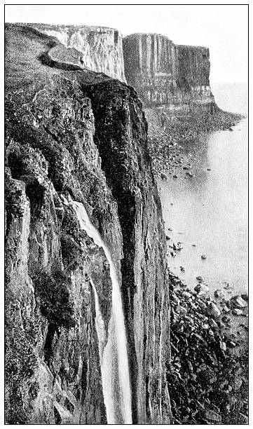 Antique magazine image: Hebrid Isles, Kilt Rock, Loch Staffin, Skye