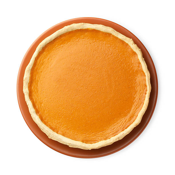 istock Tasty homemade pumpkin pie isolated on white, top view 2225618498