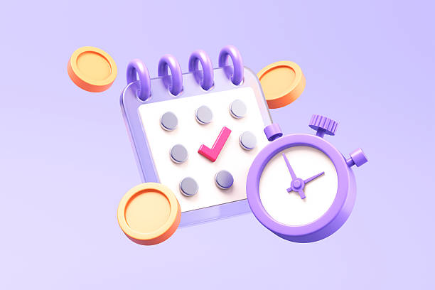 istock Calendar with Stopwatch and Coins 2225620983