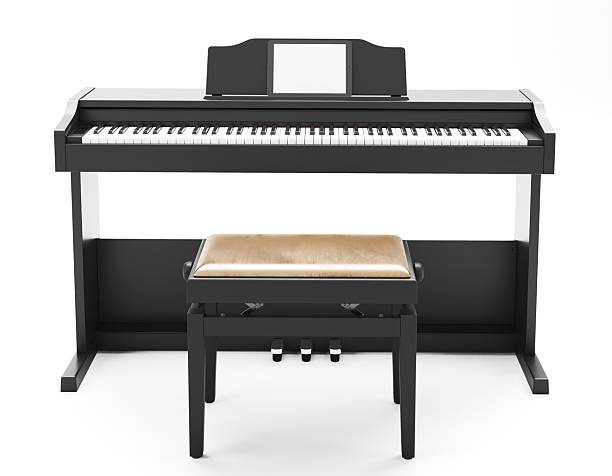istock 3D render of an electric piano on a white background. 2225624992