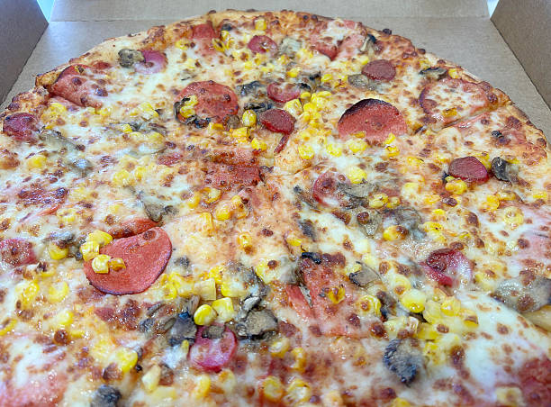 Pieces of homemade pizza of different various types