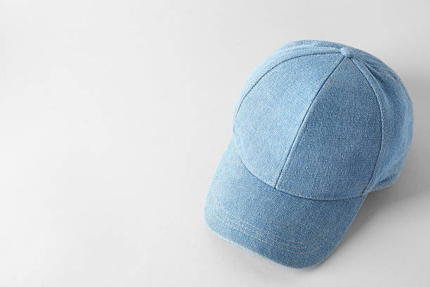 istock Stylish denim baseball cap on light grey background. Mockup for design 2225632710
