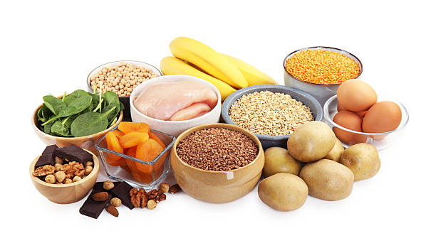 istock Different products rich in iron on white background. Anemia diet plan 2225633045